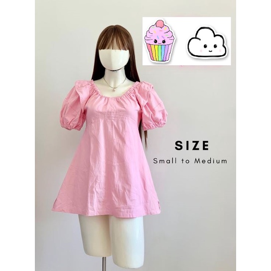 Pink Baby Doll Puff Dress / ALine Dress (S Semi Large) Shopee