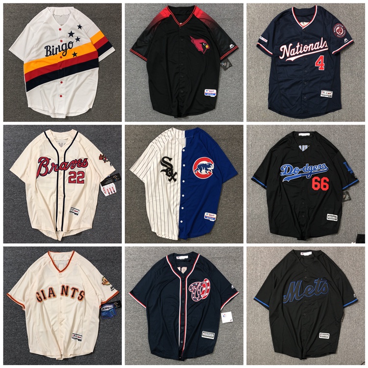 Baseball Jersey Half Sleeved Vintage Time Uniform Cardigan t Shirt Top Loose Mid Length Hip Hop Hip