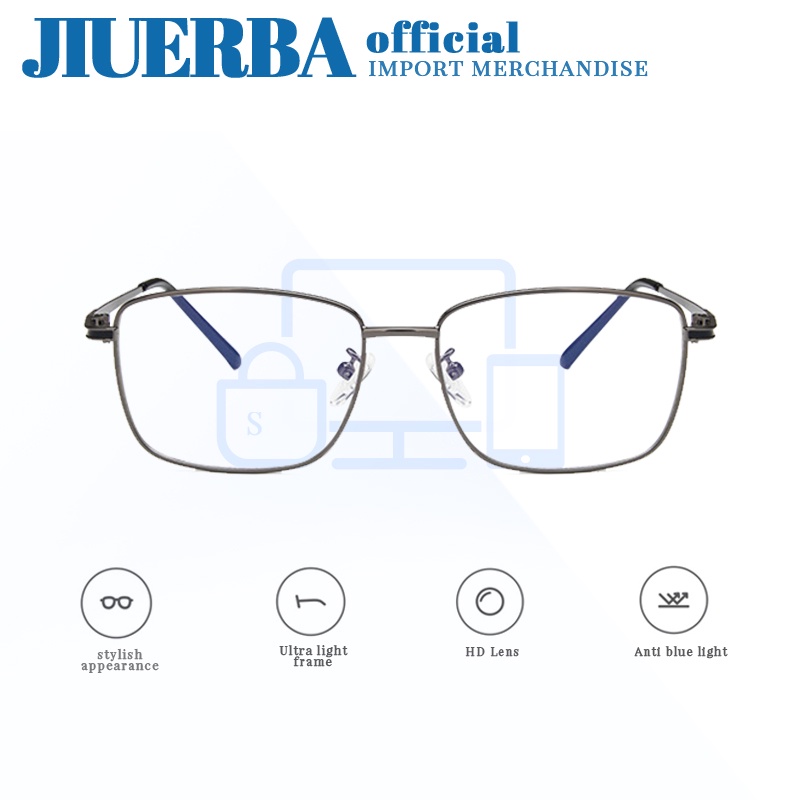 Jiuerba Korean Fashion Square Ultralight Metal Eyeglasses Frame Anti