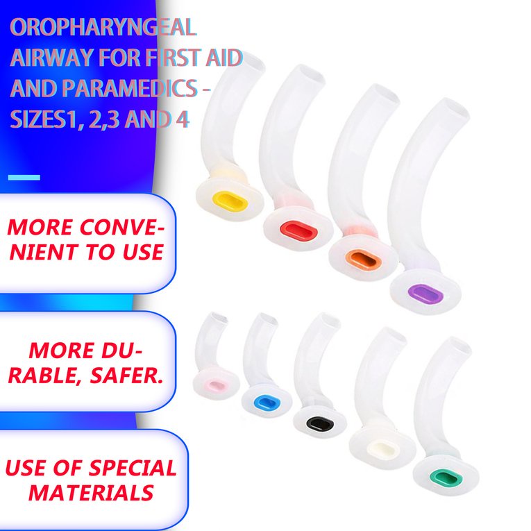 Oropharyngeal Airway for First Aid and Paramedics - Sizes1, 2,3 and 4 ...