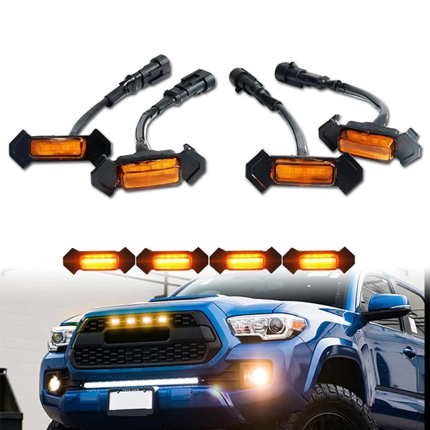 4X Raptor Style d Lens Amber LED Front Grille Running Lights for Ford F ...