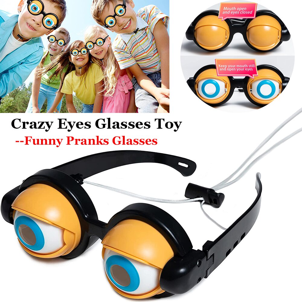 2022 New Crazy Eyes Funny Prank Glasses Toys Horror Eyeball Dropping