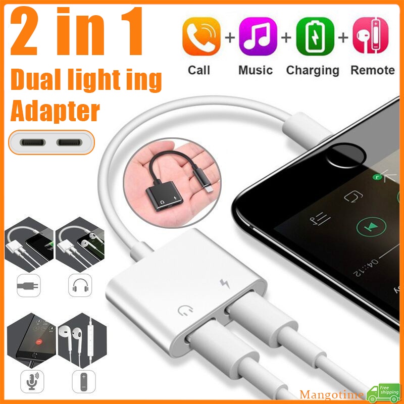 【Fast Ship】2 in 1 Dual Lighting Audio Adapter Lighting Splitter ...