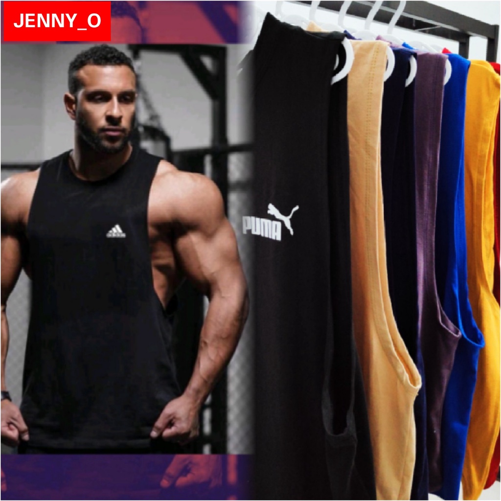 JENNY_O Men Sando PLUS and Regular Size Muscle Tee Wide Armhole Gym ...