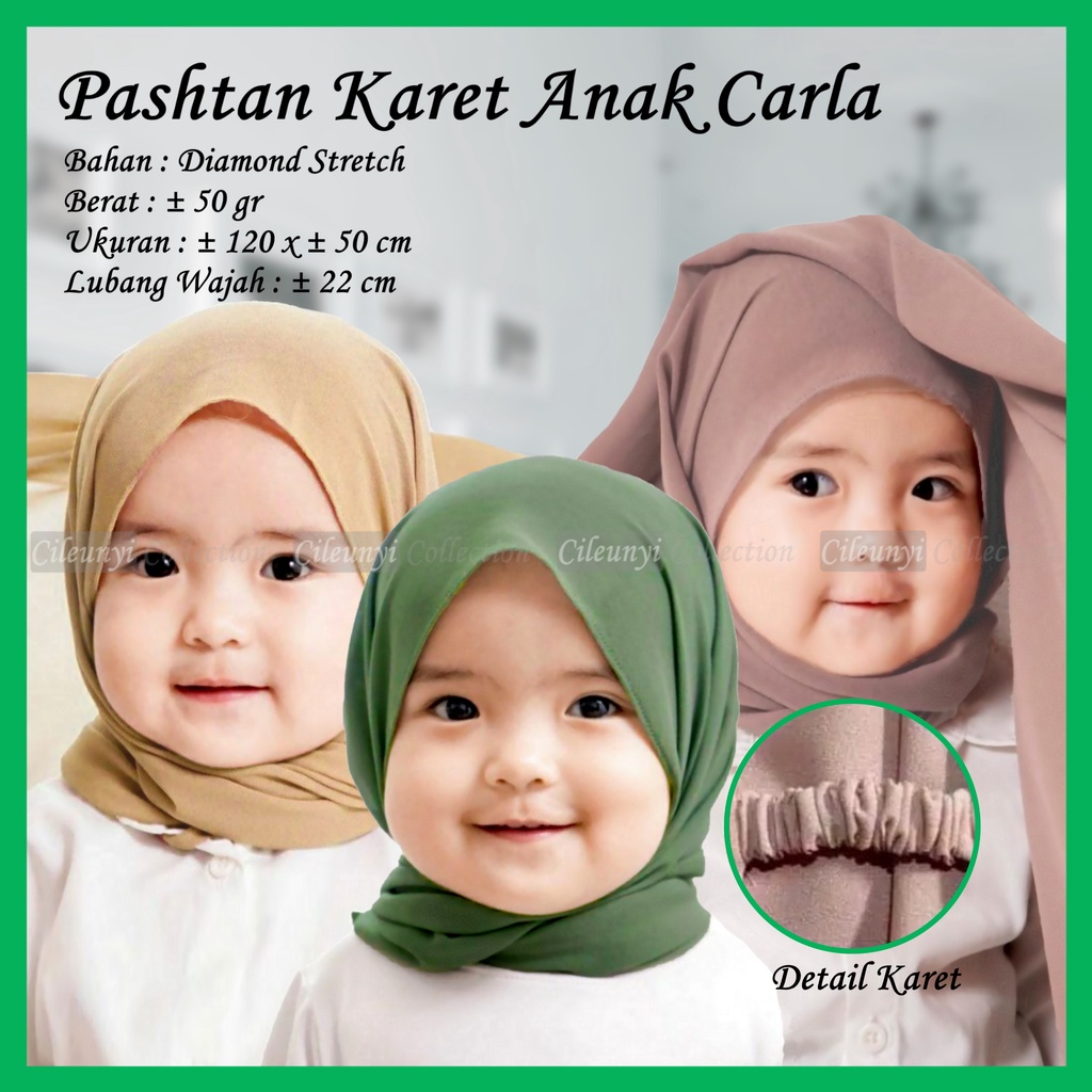 Pashmina Carla Pashmina Instant Rubber Baby Headscarf 1-4 Years Instant ...