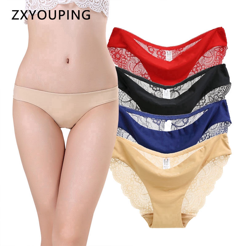 Women Sexy Panties Lace Soft Underwear Seamless Mesh Transparent Briefs Comfort  Breathable S-XXL Plus Size Lingerie