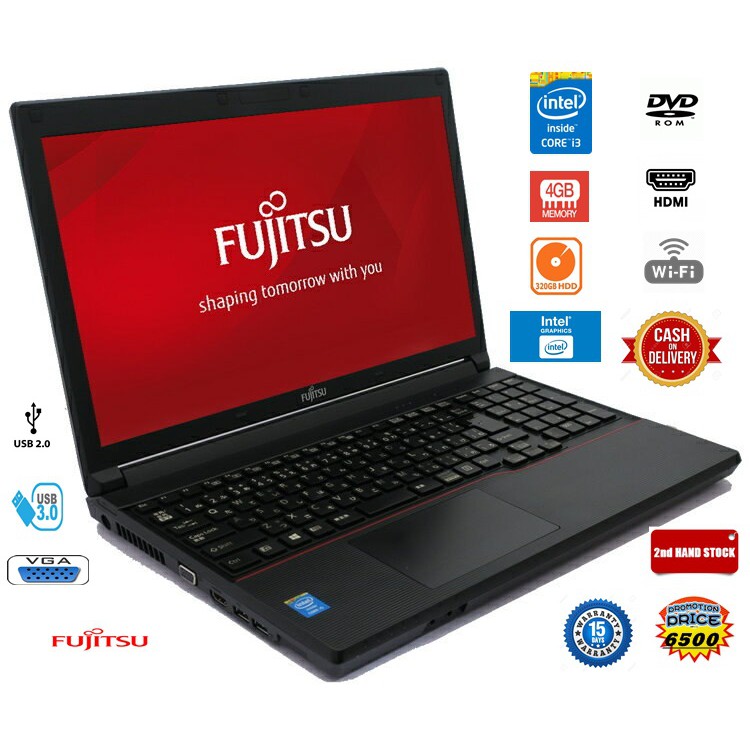 Laptop Fujitsu Core I3 4000M 2.4ghz 4gb 320gb DVD HDMI | Shopee