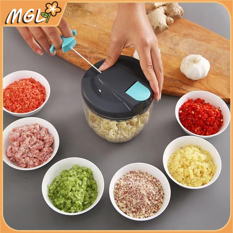 Garlic Cutting Peppers Puree Cooking Machine Hand Chopper Manual Rope ...