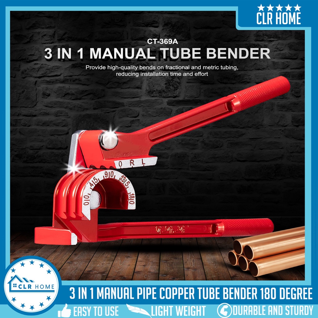 CLR HOME 3 in 1 Copper Tube Bender For 1/4, 5/16, 3/8, Manual Tubing