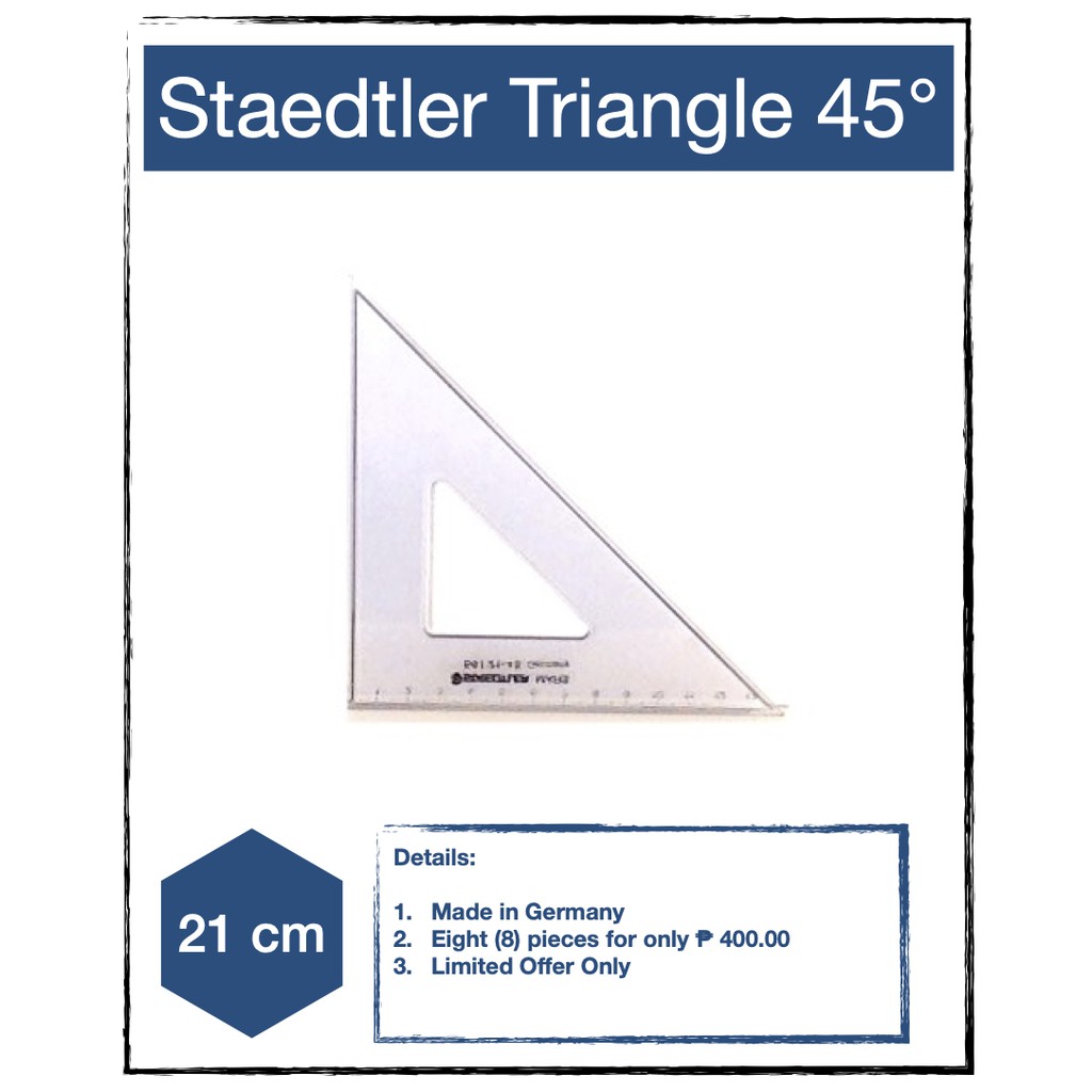 Staedtler Triangle 21cm 45 degree x 8 Shopee Philippines