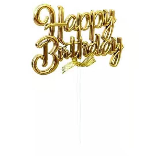 Happy Birthday HBD Cursive Plastic Cake Topper Re-Usable | Shopee ...