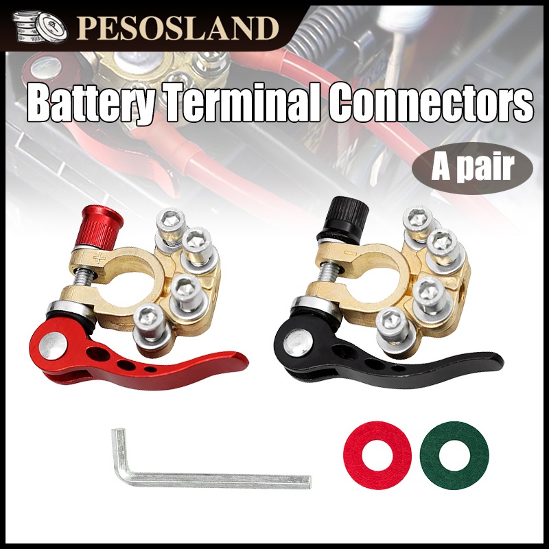 2pcs Car Battery Terminal Connectors Quick Release Disconnect Car Battery Terminal 4 Way 3658