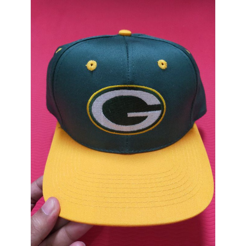 Vintage 90s GREEN BAY PACKERS NFL Throwback Bright Neon Cord SnapBack Hat  Yellow