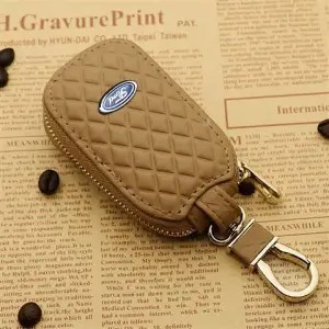 Leather Key Keychain For Ford Ecosport Zinc Alloy+Genuine Leather