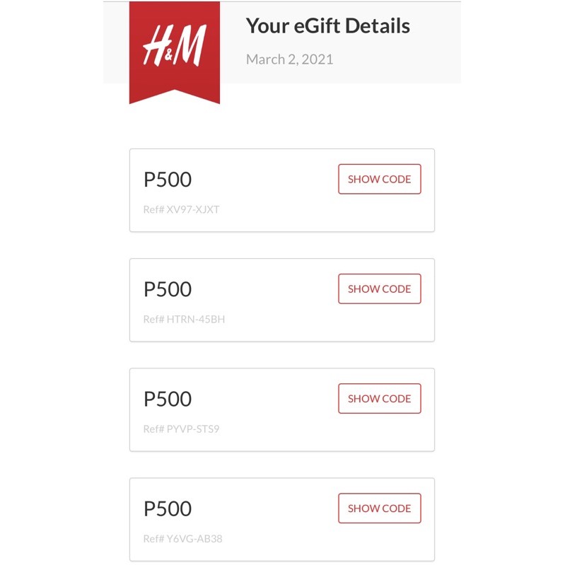 H m giftcard store