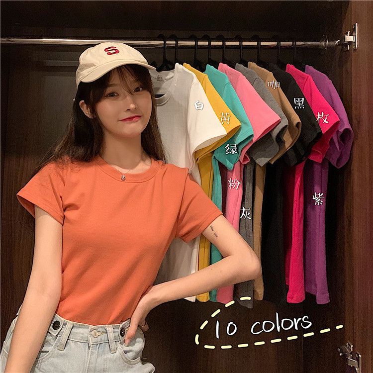 T-Shirts Korean TShirt Cotton Candy Color Fashion Korean Shirt Women ...