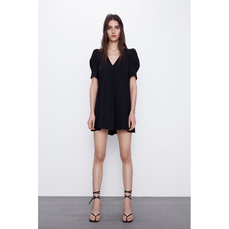 Zara Puff Sleeve Dress Black Shopee Philippines