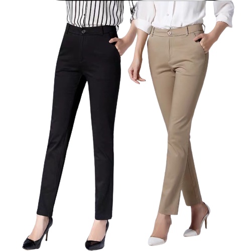 insBlack Slacks Pants for Women S-XL Stretchable Officewear Formal Pants