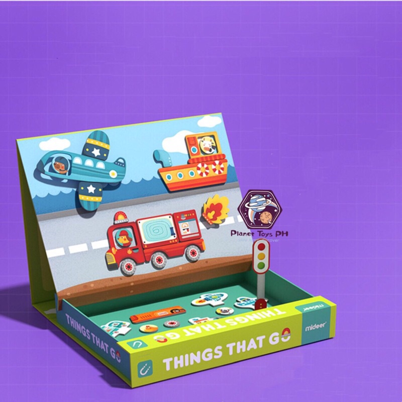 Mideer 2 in 1 Playset Transportation Things That Go with Board