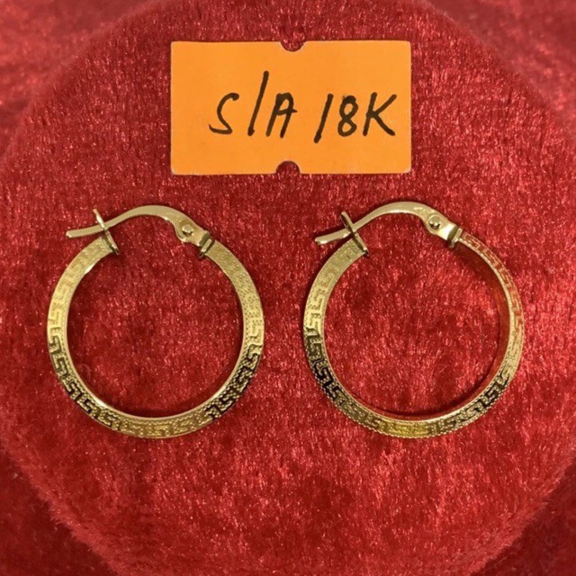 18K Saudi Gold Hoop Earrings Fendi Design Shopee Philippines