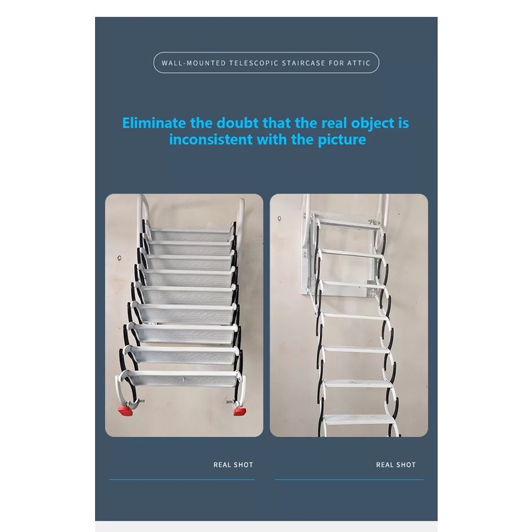 Attic Telescopic Ladder 3.5M Lifting Wall Mounted Retractable Staircase ...