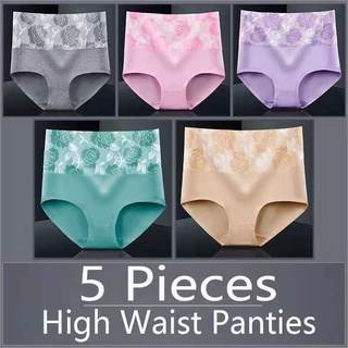 5PCS/Set High Waist Panty Underwear Women Plus Size Panties Cotton