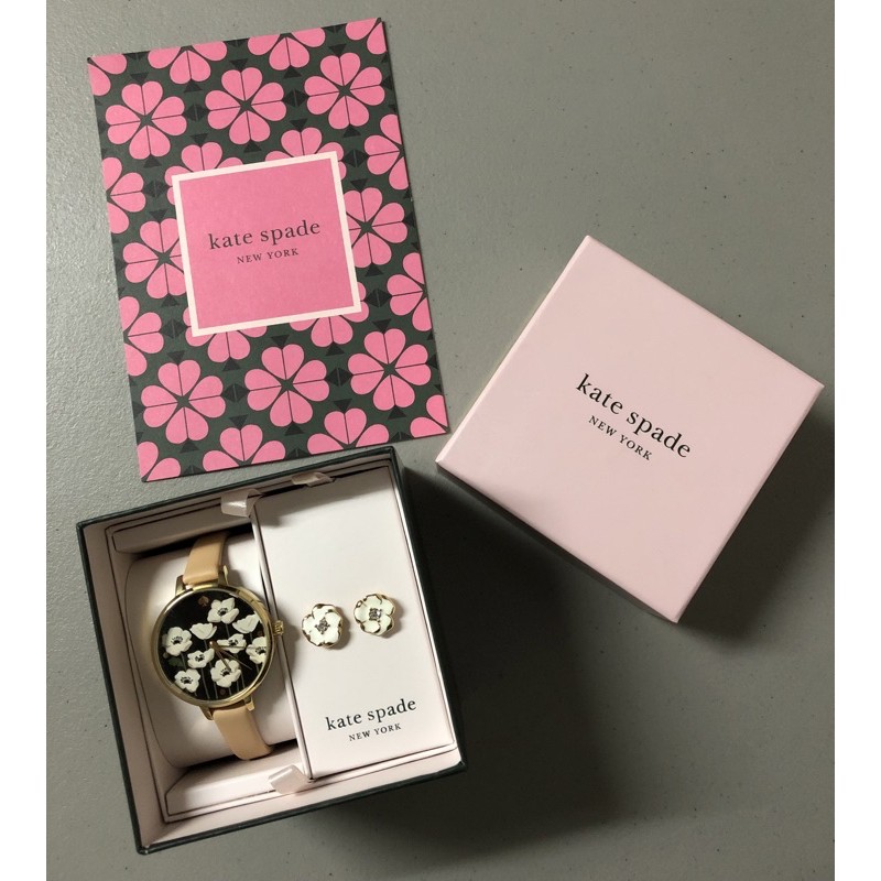 kate spade new york metro three-hand flower watch and earring set -  KSW9011B - Watch Station