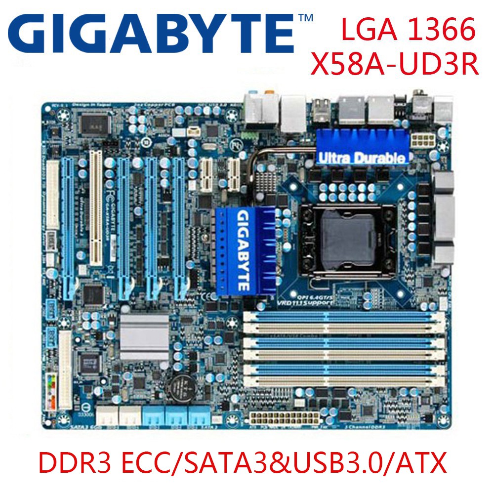 Used Gigabyte EX58A-UD3R EX58-UD3R Motherboard X58 LGA 1366 Motherboard  Small Server LGA 1366 Original Motherboard