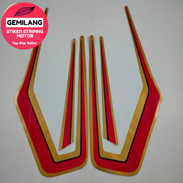 MERAH Striping Decal Polet Sticker list body yamaha RX KING 1988 red ...