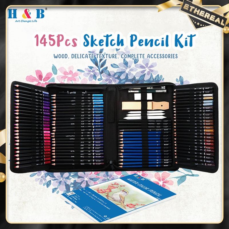 Drawing and Sketching Colored Pencils Kit 145PCS, Professional Art