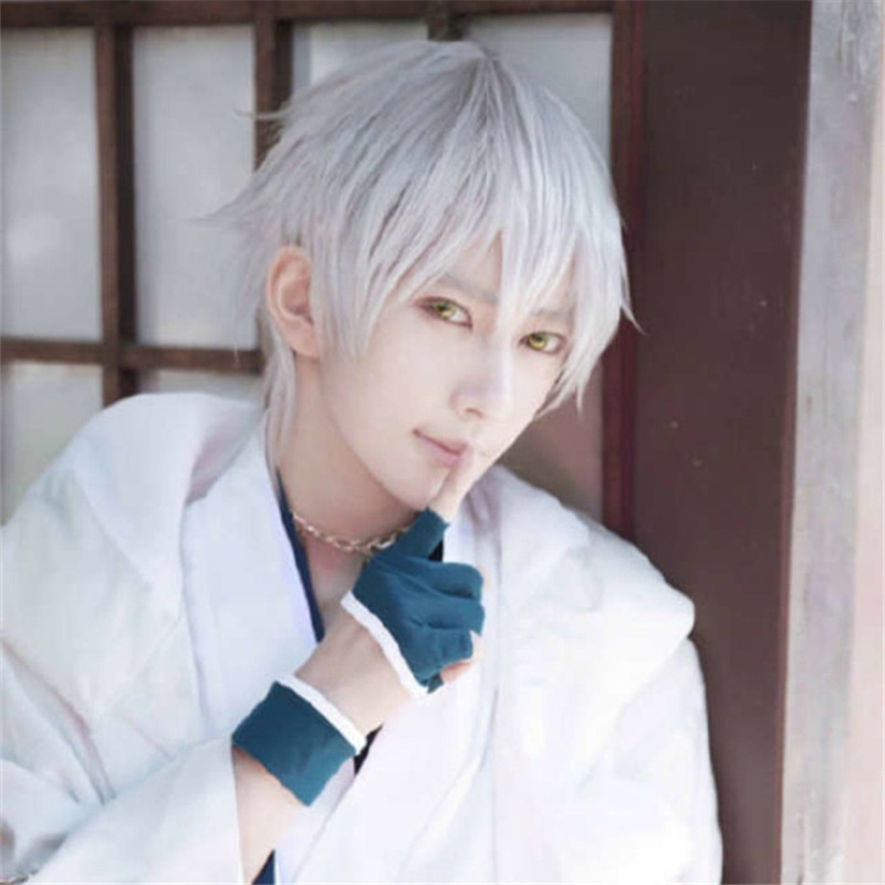 Men's Wig Short Hair Cos Anime White Cosplay Fake | Shopee Philippines