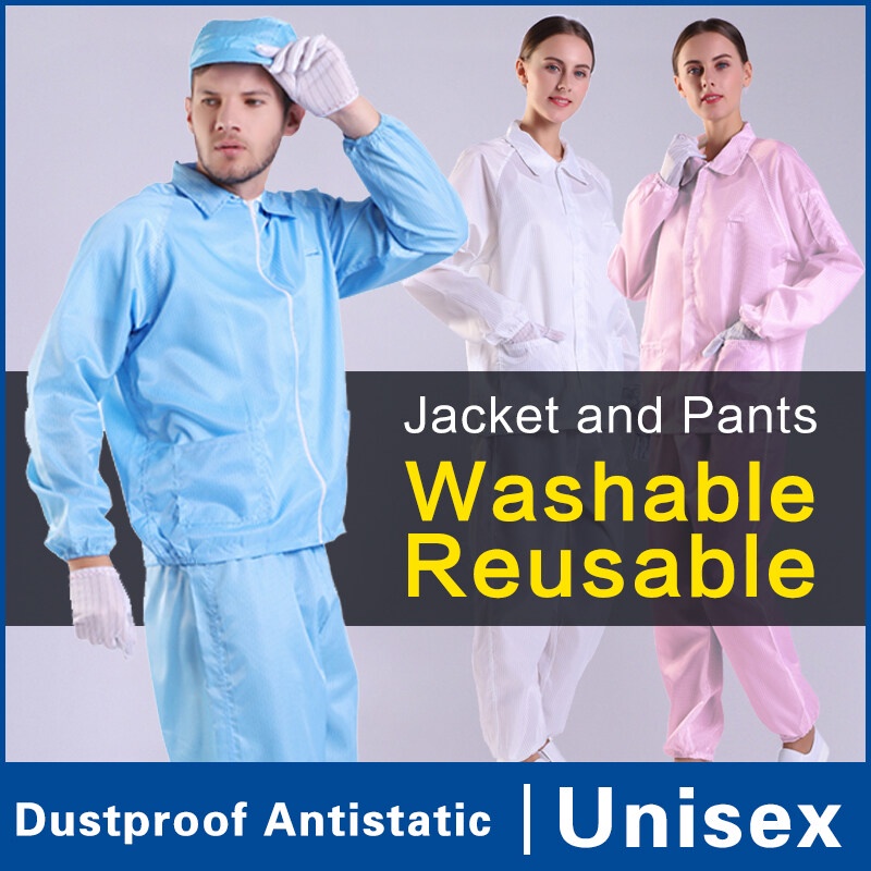 ppe Coverall Washable with Cap Clean room suit 2 in 1 Anti Static esd ...