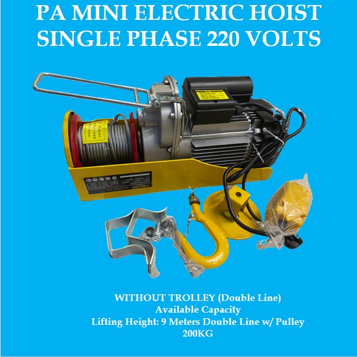 Toyu 200 400kg 18m Electric Hoist Winch Heavy Duty Lifting Engine 100 Copper Wire Motor