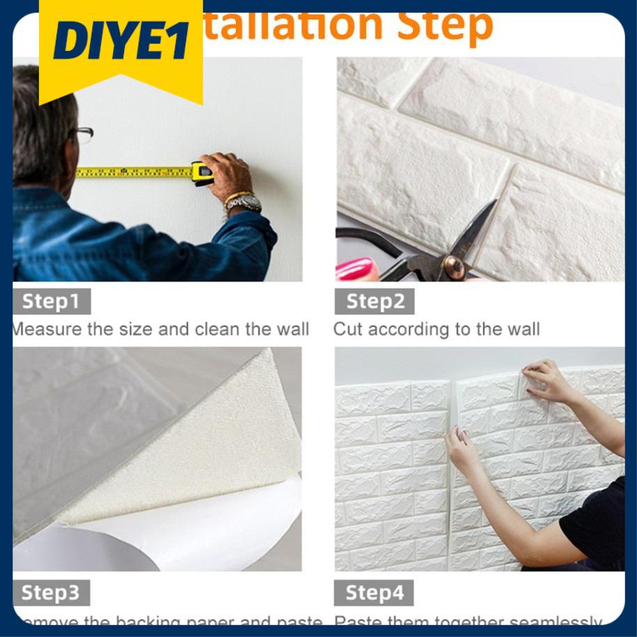 DIYE1 DIY self-adhesive 3D brick wall stickers waterproof wallpaper BIG ...