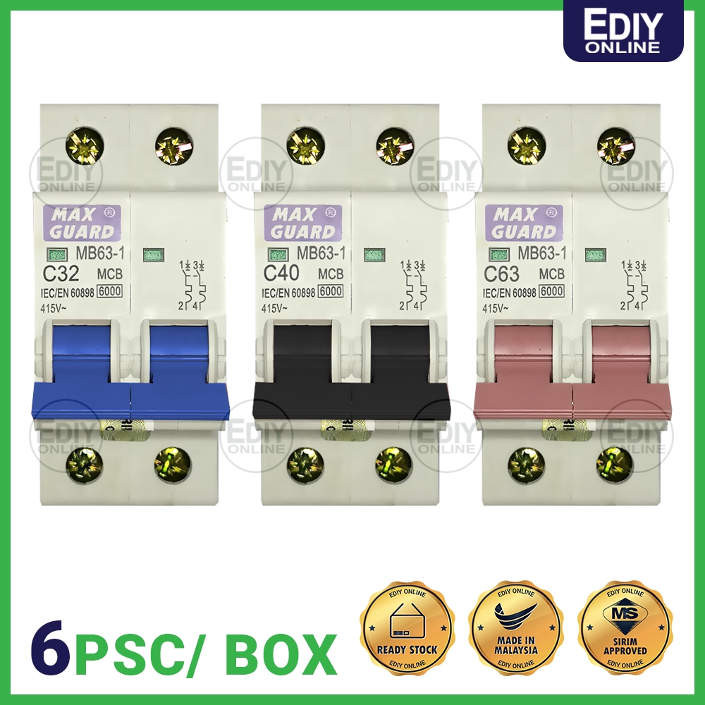 MAXGUARD MB63-1 6KA MCB 2P (1 BOX / 6 PCS) | Shopee Philippines