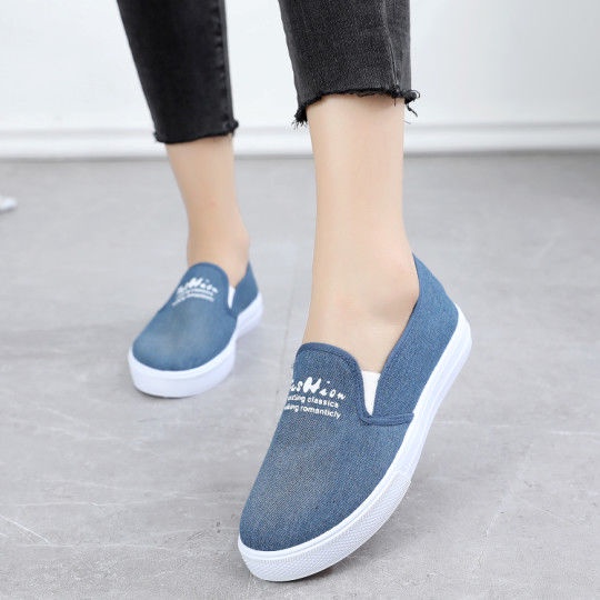 Old Beijing Cloth Shoes Women's Denim Canvas Student Beef Tendon Bottom  Fashion Casual All-Match One Pedal Thick Sole