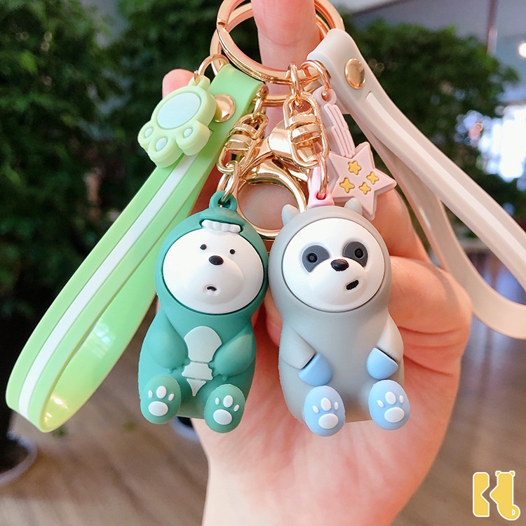 Cartoon Three Bears Keychain Cute Unicorn Pendant Panda Squatting Epoxy ...