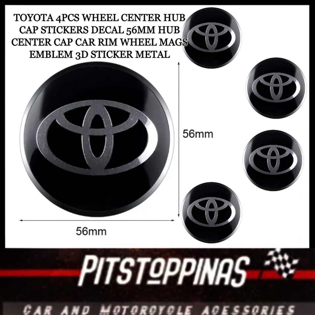 TOYOTA 4PCS Wheel Center Hub Cap Stickers Decal 56mm Hub Center Cap Car