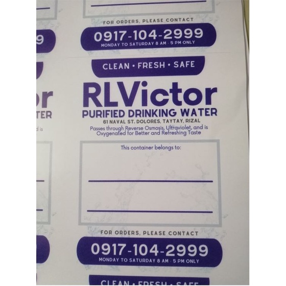 SLIM GALLON WATERPROOF VINYL STICKER (4x3/5x3/5x4inch) 100's/set ...