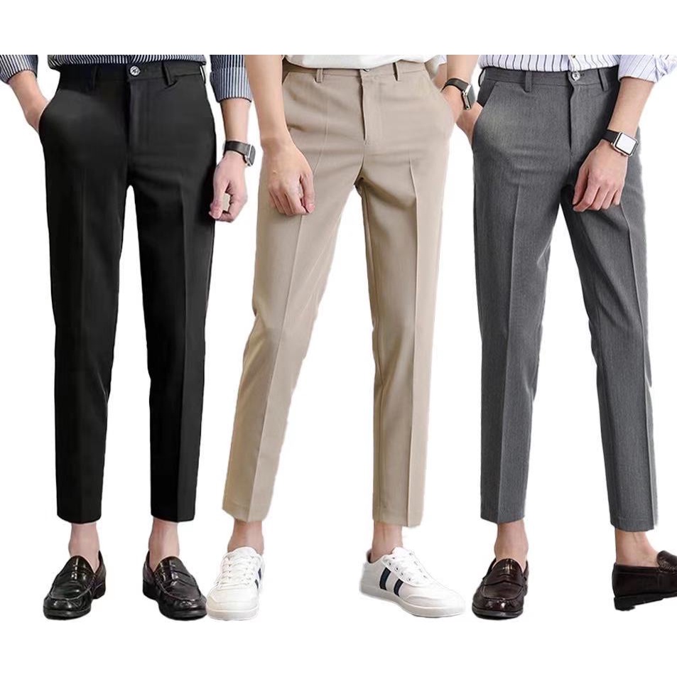 GK# Korean High Quality Casual Formal Trousers Slacks Ankle Cut For Men ...