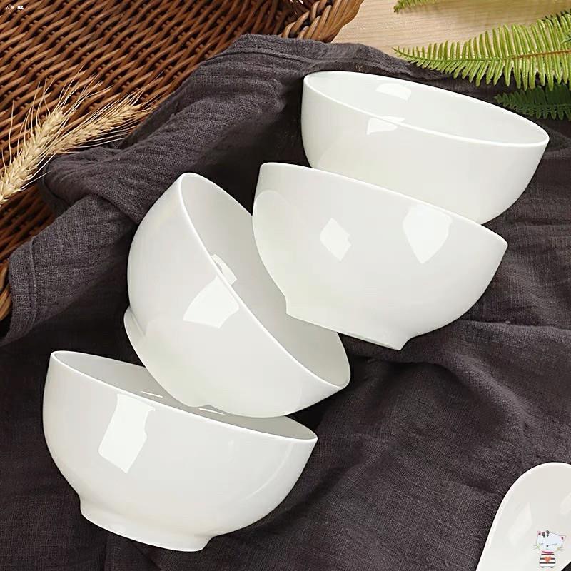 Bowls❂Hotel Porcelain Grade Material 4.5'in Ceramic Rice Bowl Soup Bowl  Saucer