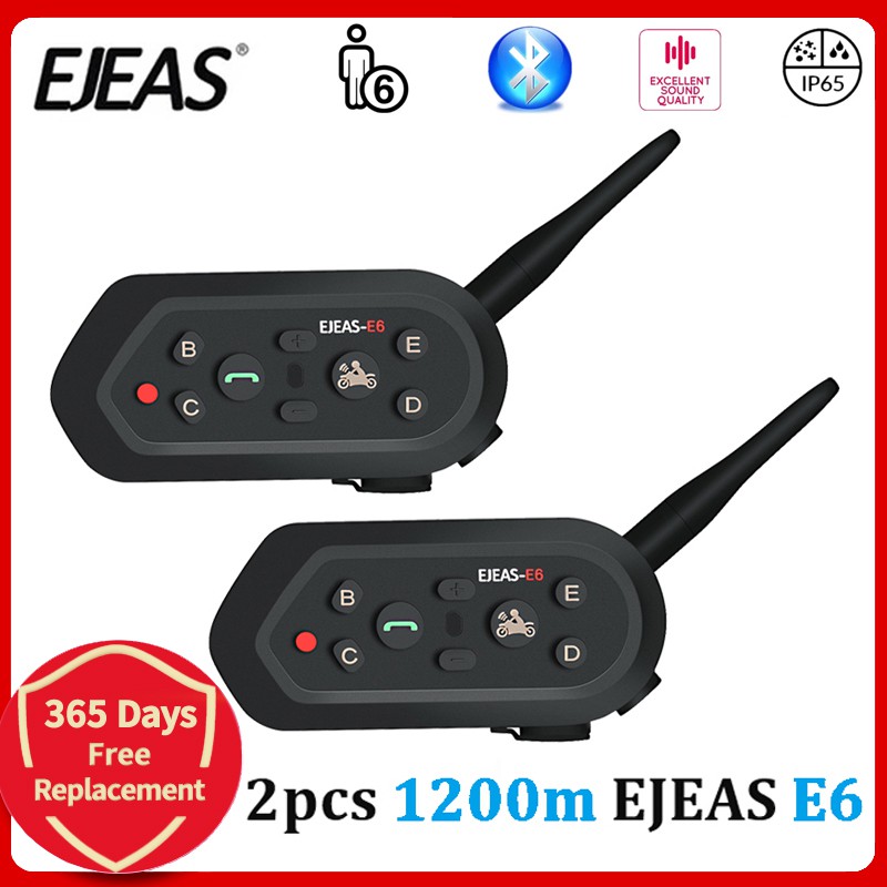 EJEAS E6 1200M Bluetooth Motorcycle Helmet Interphone Headset