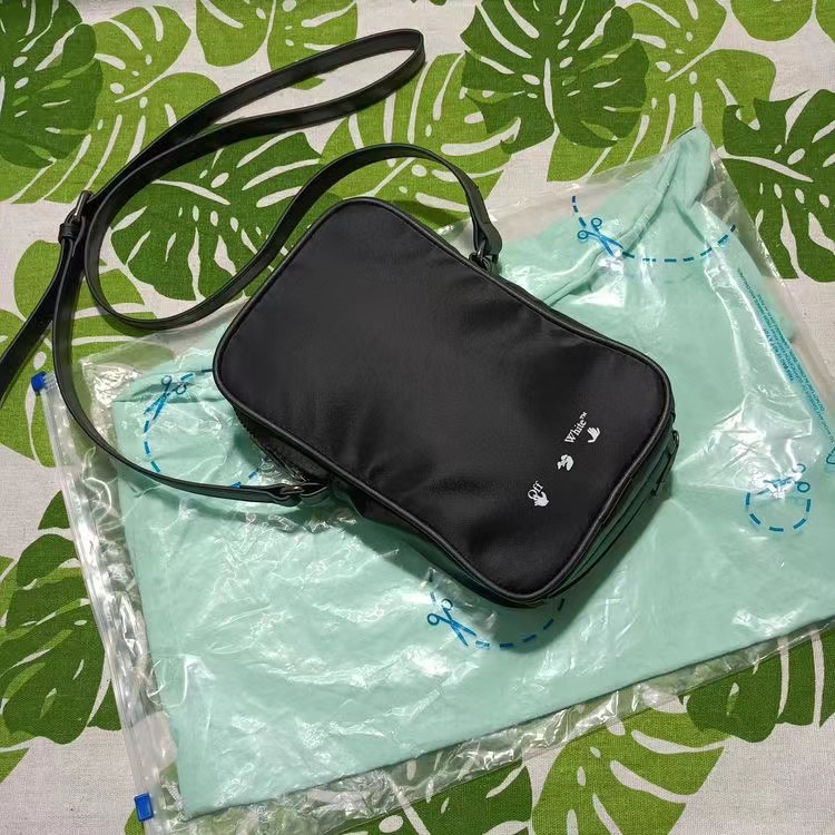Off White Crossbody Bag MultiFunctional Design Chest Bag Nylon Fabric