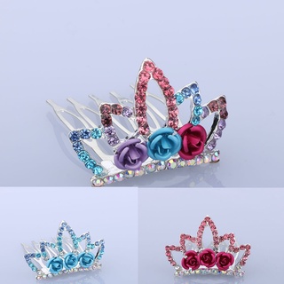 Free Shipping Cod☍ ♧beautiful Mini Tiara Rose Flower Crystal Rhinestone 