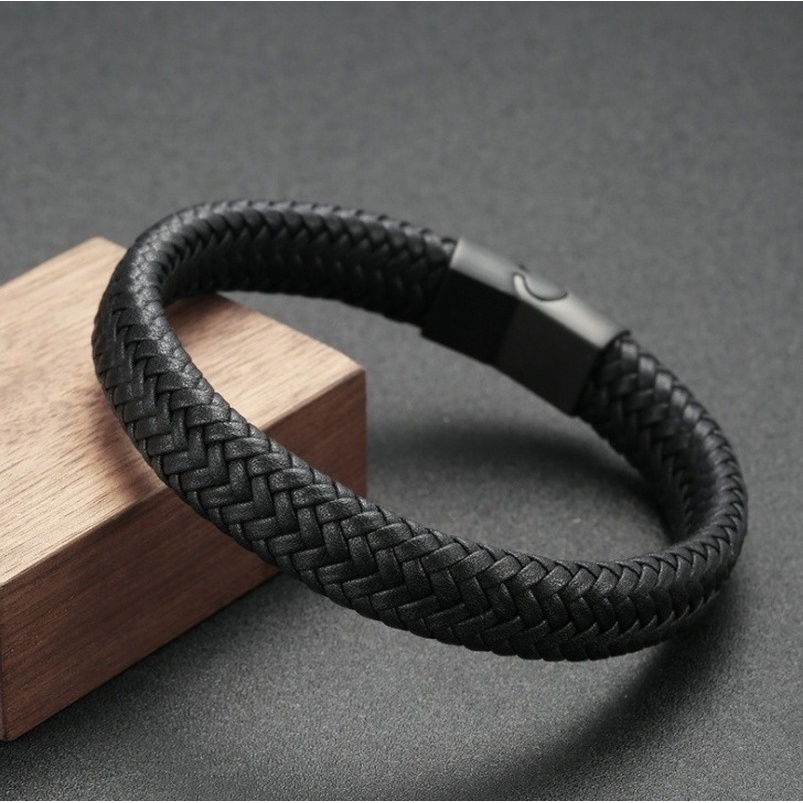 Men's Fashion Braided Leather Magnetic Clasp Bracelet / Jewelry ...