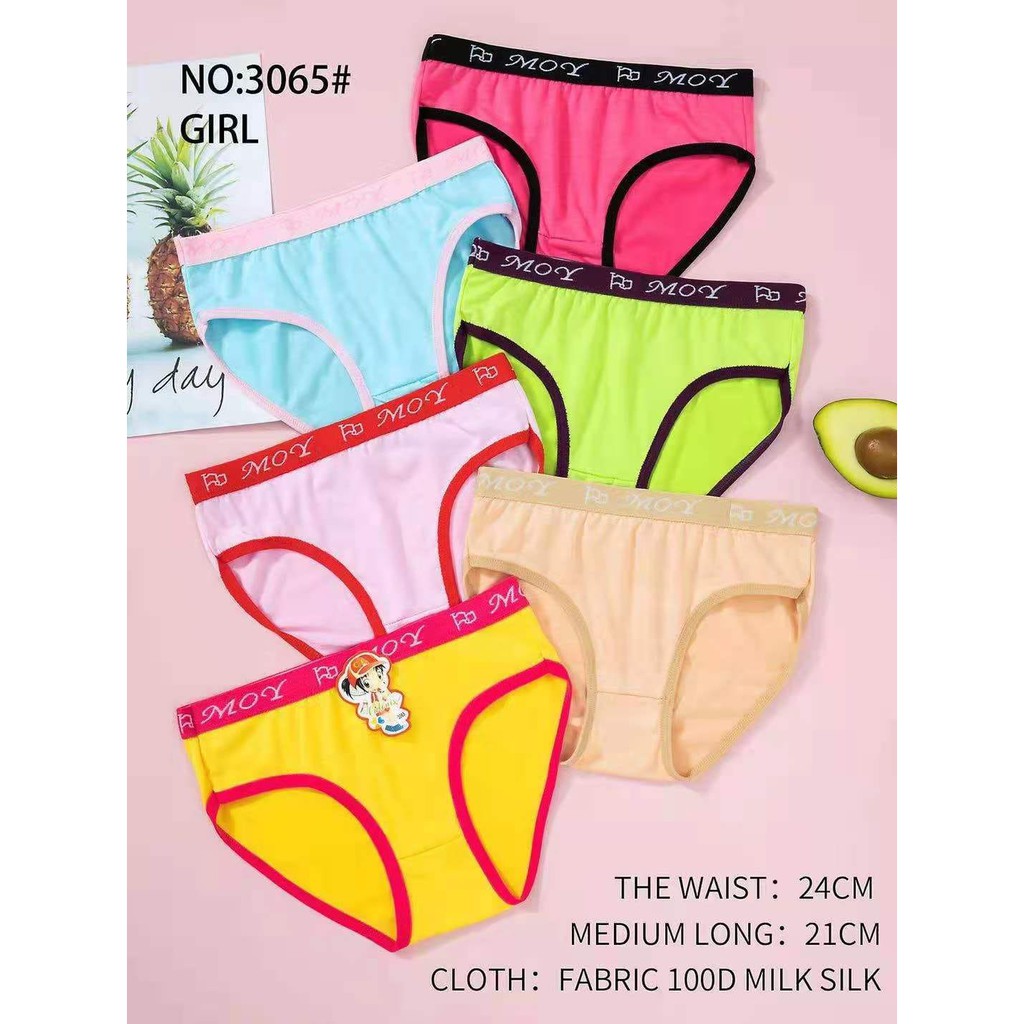 12Pcs Kid's/Girl's Cotton Good Quality Assorted Color Plain Underwear Panty  8-10 years old