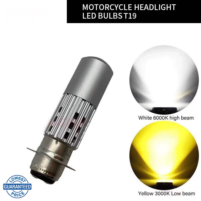 Motorcycle T19 Led Headlight Bulbs High and Low Dual Color White+yellow ...