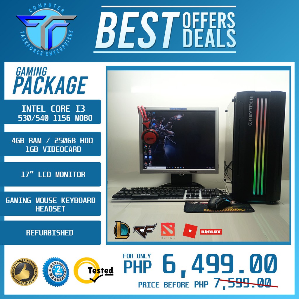 Home Computer Package Corei3 4GB 250GB 17Inch Gaming Casing LED ...