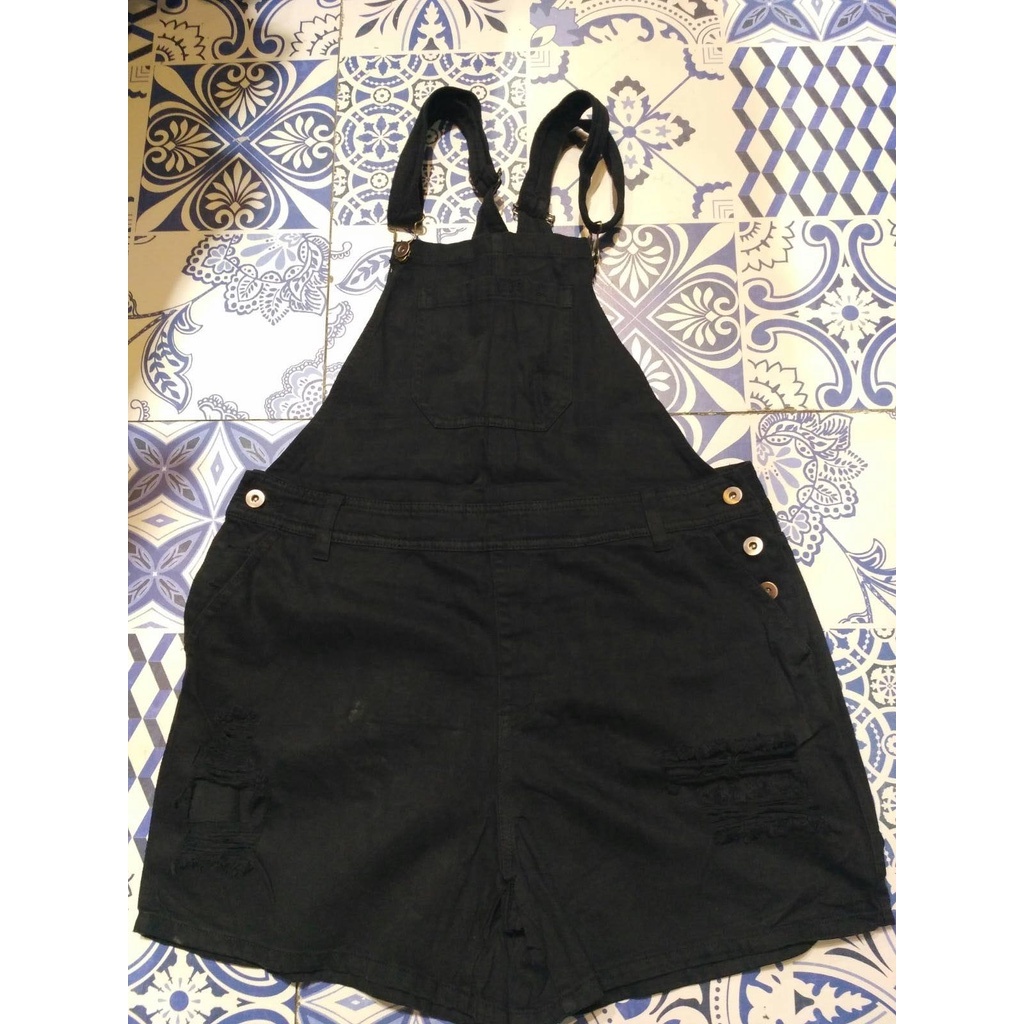 F21 Forever21 Forever 21 Black Jumper Shorts Overalls Plus Size Overruns Distress Destroyed Shopee Philippines