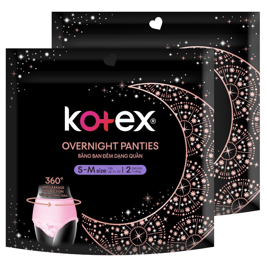 Kotex Overnight Menstrual Panties SM 2 Pads x 2 Packs 4 Pads